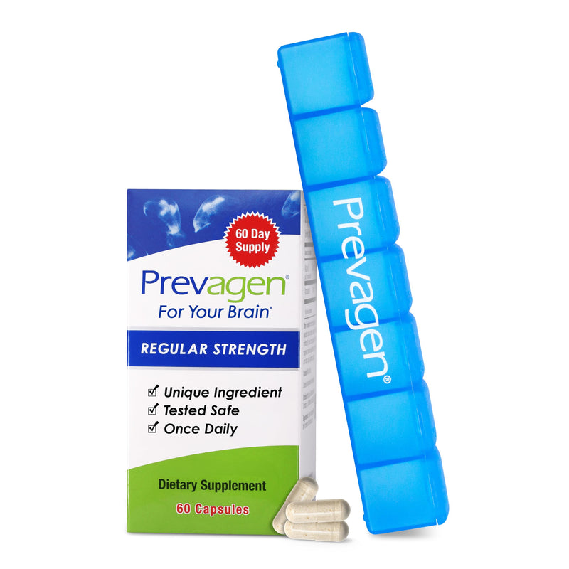 Prevagen Regular Strength with 7-Day Pill Minder, 60 Capsules, 1-Pack | For Your Brain, 2 Month Supply, 10mg Apoaequorin, 50mcg Vitamin D3 Unflavored 60 Count (Pack of 1)