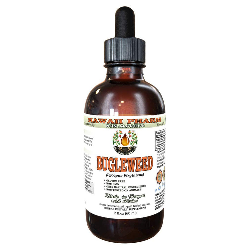 [Australia] - Hawaii Pharm Bugleweed Alcohol-FREE Liquid Extract, Organic Bugleweed (Lycopus Virginicus) Dried Leaf and Flower Glycerite Natural Herbal Supplement 2 oz 2 Fl Oz (Pack of 1) 