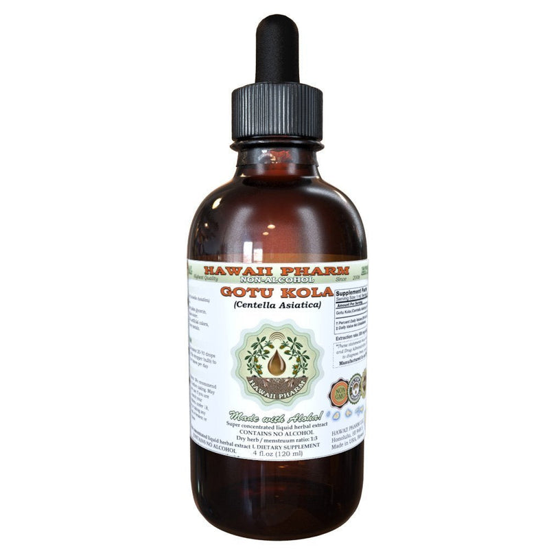 [Australia] - Hawaii Pharm Gotu Kola Alcohol-FREE Liquid Extract, Organic Gotu Kola (Centella Asiatica) Dried Leaf Glycerite Natural Herbal Supplement 2 oz 4 Fl Oz (Pack of 1) 