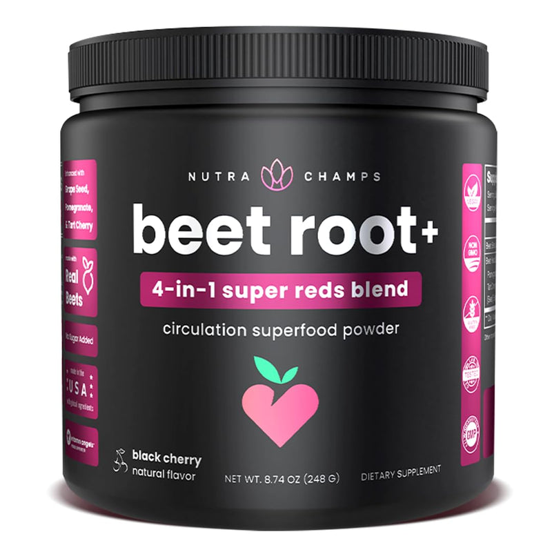 [Australia] - Beet Root Powder Circulation Supplement | Superfood Powder Nitric Oxide Supplement with Beetroot Juice, Super Reds Powder & Grape Seed Extract | No Sugar Beet Supplement 