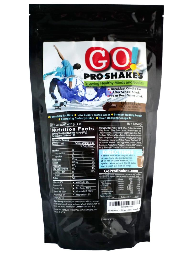 [Australia] - GO Pro Shakes – Protein Powder Smoothie for Kids and Teens – Healthy Snack – No Added Sugar – Supports Growth & Strength – Rich Chocolate Flavor 1 Pound (Pack of 1) 