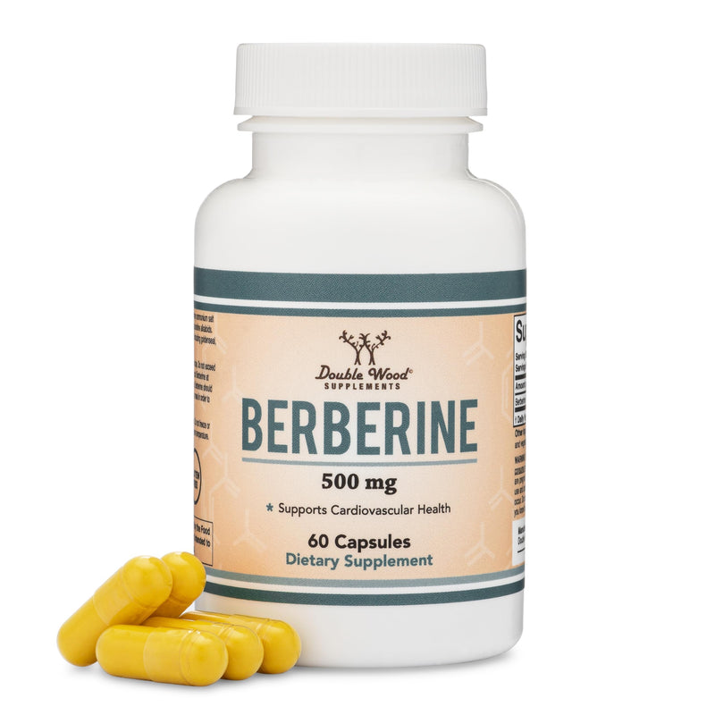 [Australia] - Berberine Supplement 500mg, 60 Capsules (Third Party Tested, Non-GMO, Gluten Free, Vegan Safe) AMPK Activator - Berberine HCL for Cardiovascular Health by Double Wood 60 Count (Pack of 1) 