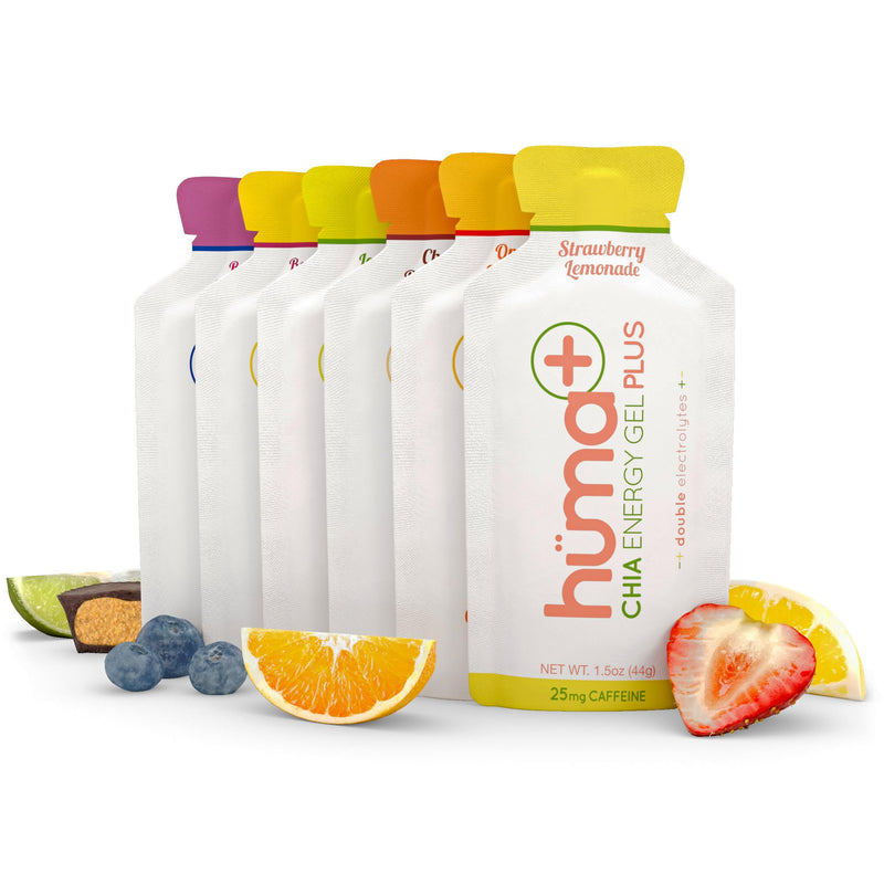 [Australia] - Huma Plus (Double Electrolytes) Chia Energy Gel, Variety Pack, 12 Gels - Stomach Friendly, Real Food Energy Gels 1.55 Ounce (Pack of 12) Variety Plus 