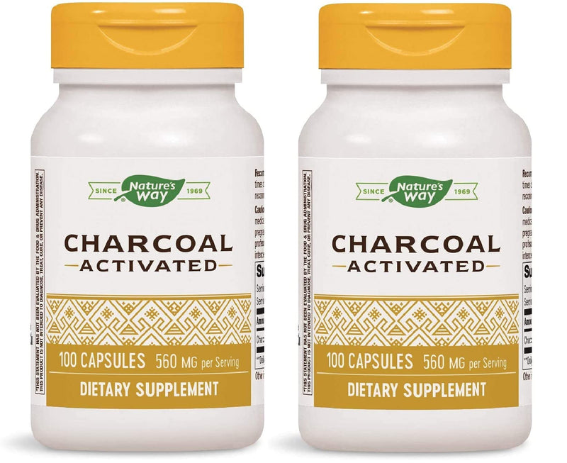 [Australia] - Nature's Way Activated Charcoal - Digestive Supplement - Active Charcoal Supplement - Binds Unwanted Materials & Gas in Digestive Tract* - Gluten Free - 100 Capsules, Pack of 2 