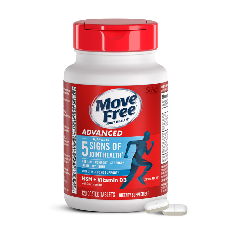 Move Free Advanced Glucosamine Chondroitin MSM + Vitamin D3-120 ct | Joint Support Supplement, Supports Mobility Comfort Strength Flexibility & Bone + Immune Health, 120 tablets (40 Servings) 1