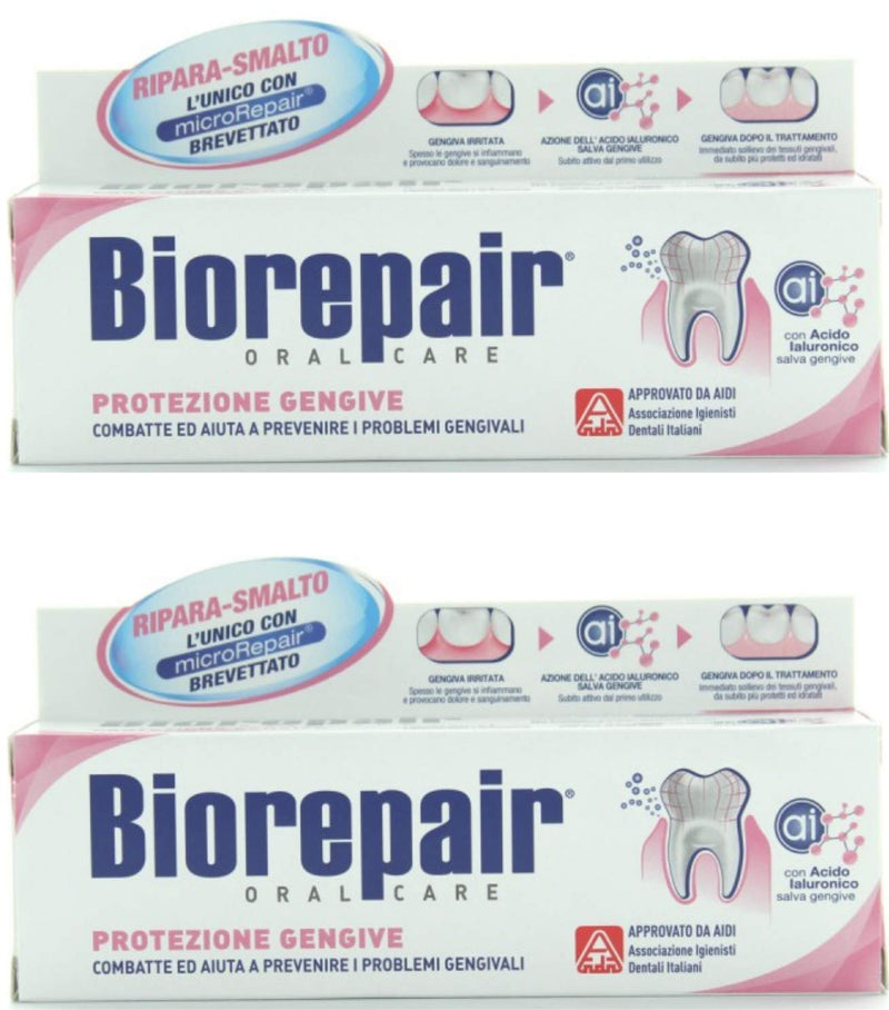 [Australia] - Biorepair: "Protezione Gengive" (Gum Protection) Toothpaste with microRepair * 2.5 Fluid Ounce (75ml) Tube (Pack of 2) * [ Italian Import ] 