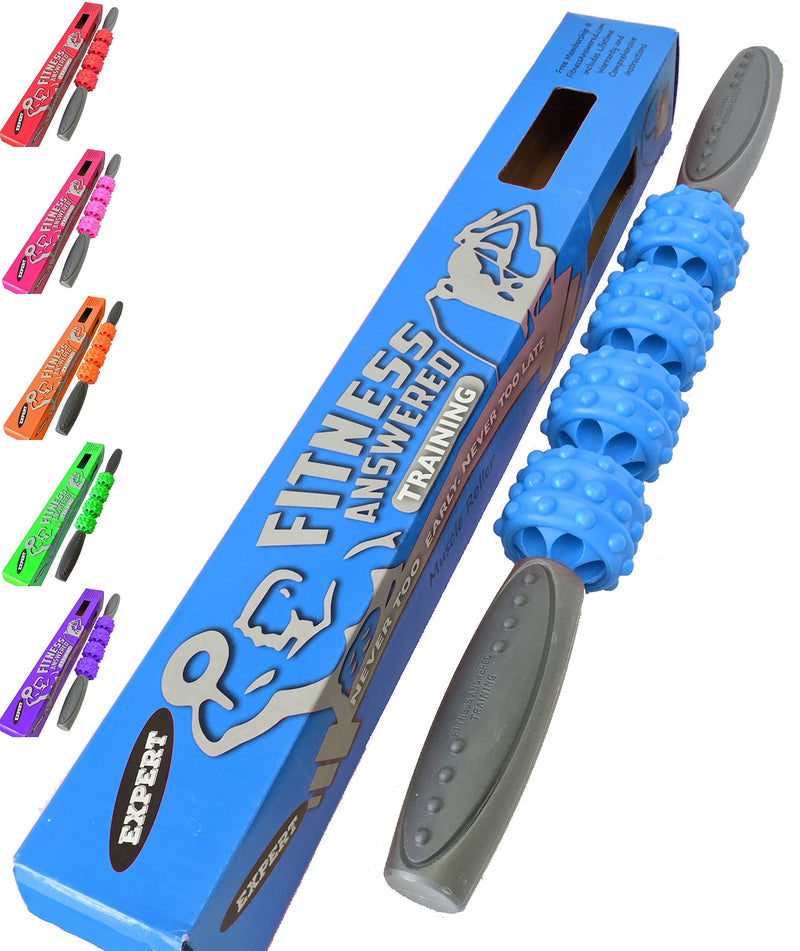 [Australia] - Advanced Series - The Stick Massage Roller Muscle Roller Stick for Muscles - Fitness Answered Training - 16.75" Stainless Steel Core - Large Roller Gap Great for Neck and Back Advanced Blue 
