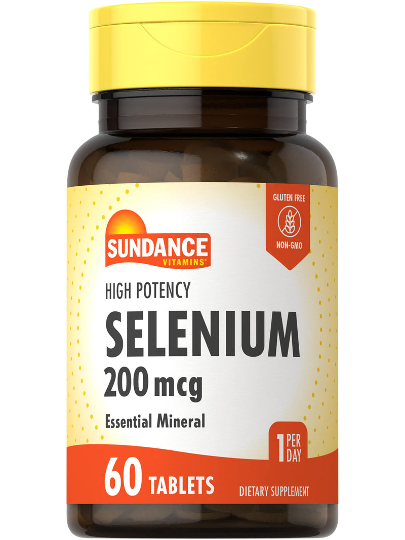 [Australia] - Sundance Selenium 200mcg | 60 Tablets | High Potency Formula | Vegetarian, Non-GMO, and Gluten Free Essential Mineral Supplement 60 Count (Pack of 1) 