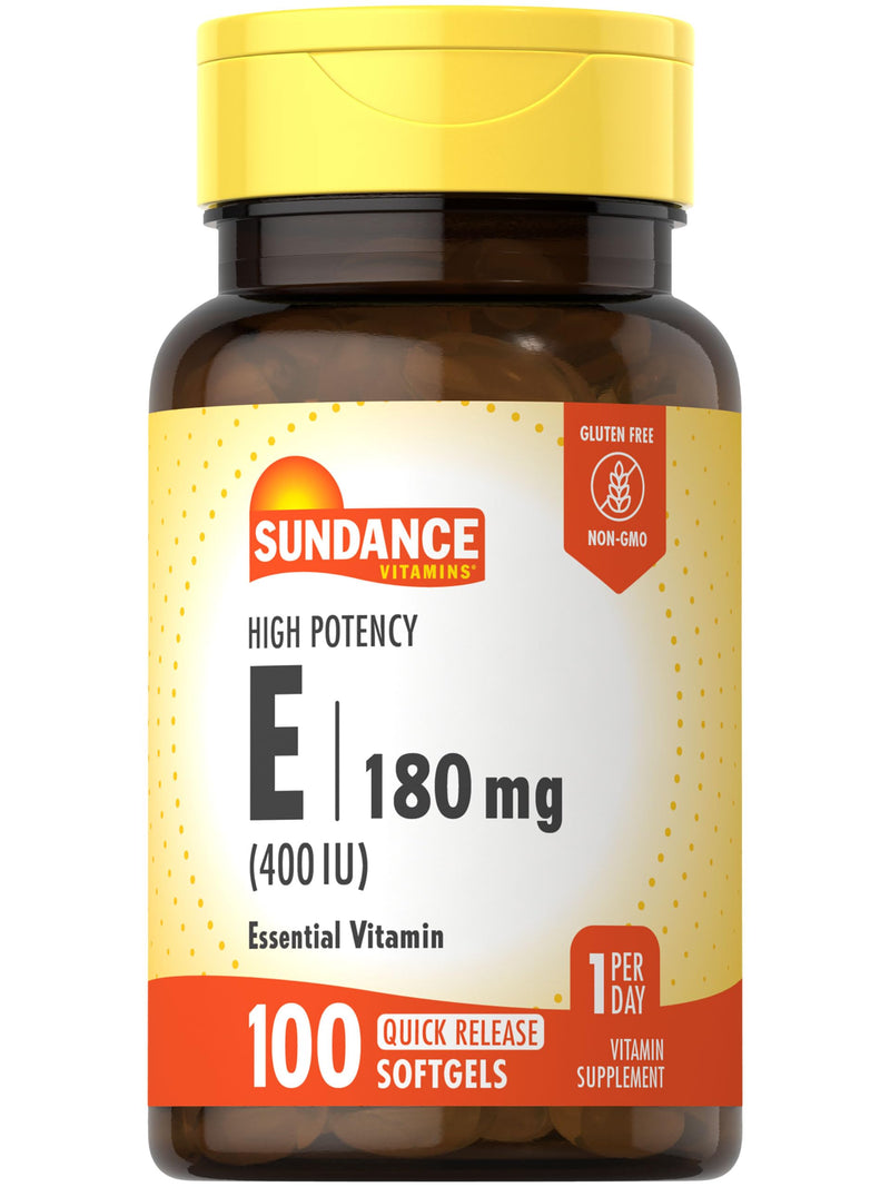 [Australia] - Sundance Vitamin E 180mg (400 IU) | 100 Quick Release Softgels | High Potency Formula | Non-GMO and Gluten Free Supplement 