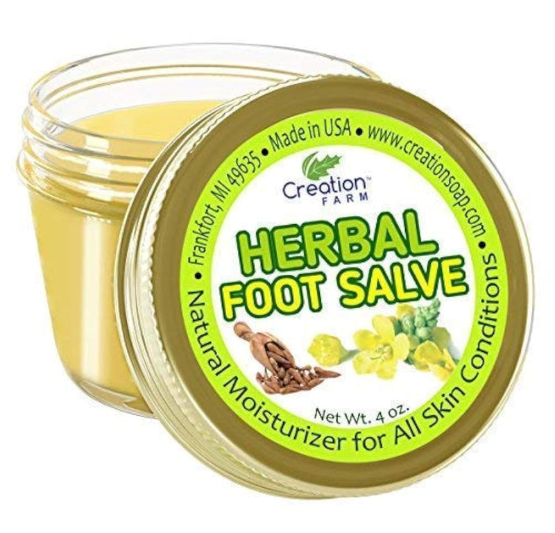 [Australia] - Creation Farm Foot Salve Herbal Balm Cream - Balsamo pomada crema herba de Los pies featuring Peppermint, Tea Tree plus 10 botanicals 4 Ounce (Pack of 1) 