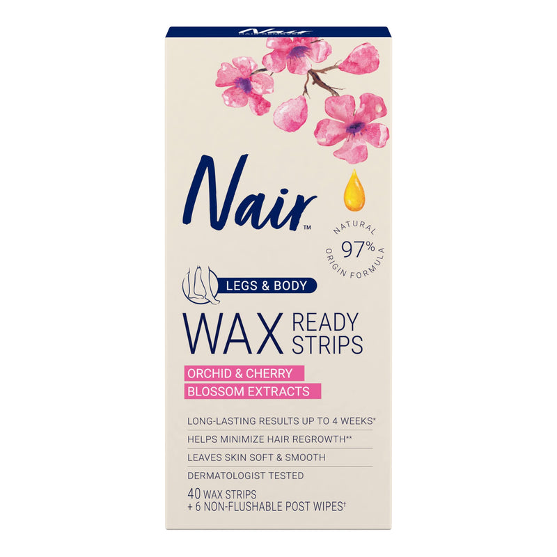 [Australia] - Nair Hair Remover Wax Ready Strips, Legs and Body Hair Removal Wax Strips, 40 Count, 3 Pack 40 Count (Pack of 3) 