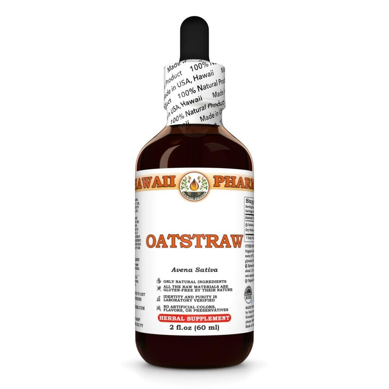 [Australia] - Oat Straw Alcohol-Free Liquid Extract, Organic Oats Straw (Avena Sativa) Dried Tops Glycerite Natural Herbal Supplement, Hawaii Pharm, USA 2 fl.oz 2 Fl Oz (Pack of 1) 