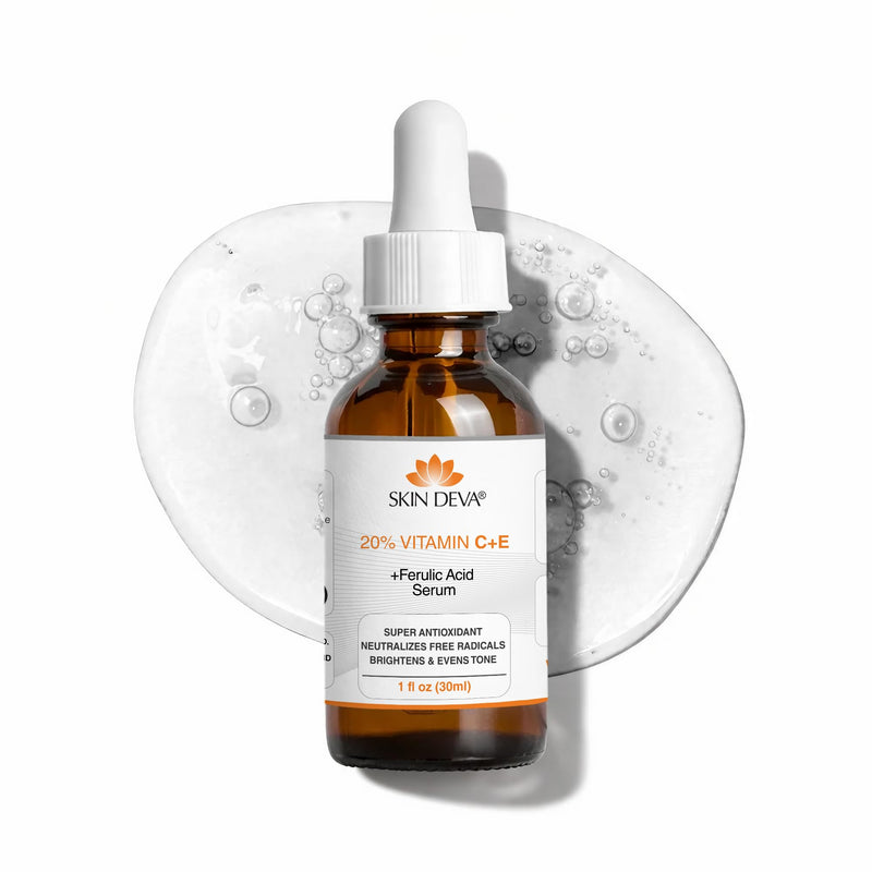 Skin Deva 20% Vitamin C Serum Anti Aging with Hyaluronic Acid & Vitamin E Ferulic Acid - Brightening Formula for Improving Appearance of Dark Spots, Fine Lines & Wrinkles - All Skin Types, 1 fl oz 1 Fl Oz (Pack of 1)