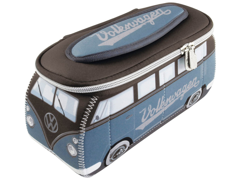 BRISA VW Collection - T1 Bus Camper Toiletry Bag Cosmetic Case | Volkswagen Toiletry Bag Cosmetic Case, Water-Repellent, Hanging Hook, 4 Mesh Pockets, Travel, Neoprene, Petrol/Brown Large Large (11.8 X 5.5 X 4.7 Inches)