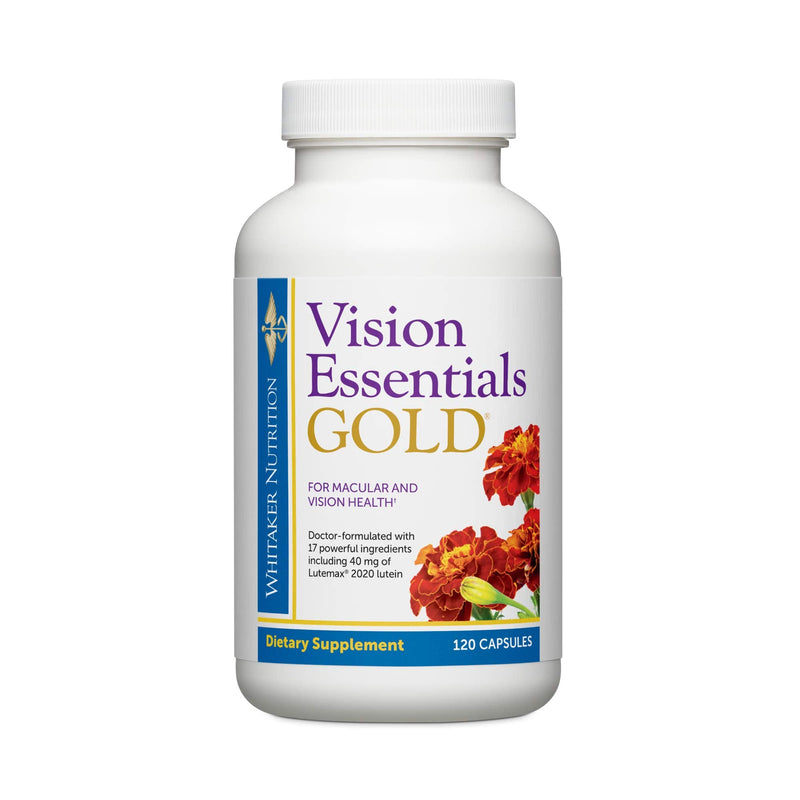 [Australia] - Dr. Whitaker's Vision Essentials Gold - Eye Health Supplement with 40 mg of Lutein Plus, Zeaxanthin & Taurine - Supports Macular Health and Shields Eyes Against Blue Light Exposure (120 Capsules) 120 Count (Pack of 1) 