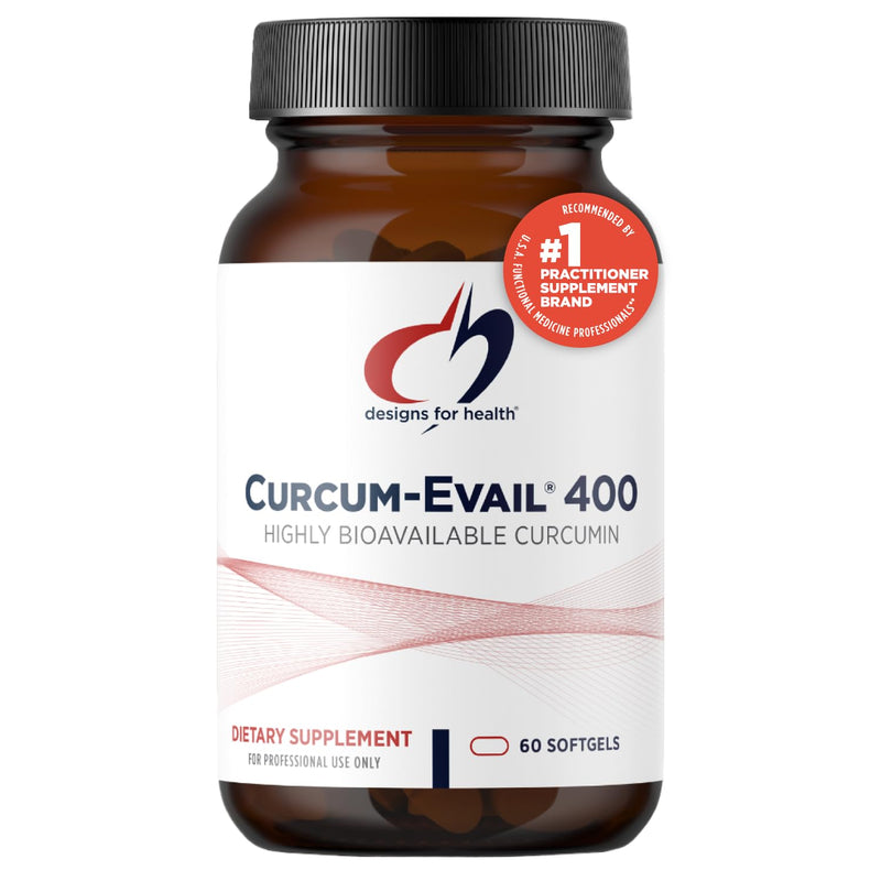 [Australia] - Designs for Health Curcum-Evail 400 - Bioavailable Turmeric Curcumin Supplements - Evail Emulsification Technology - Curcumin C3 Complex with Turmeric Oil + Vitamin E, Non-GMO (60 Softgels) 60 Count (Pack of 1) 