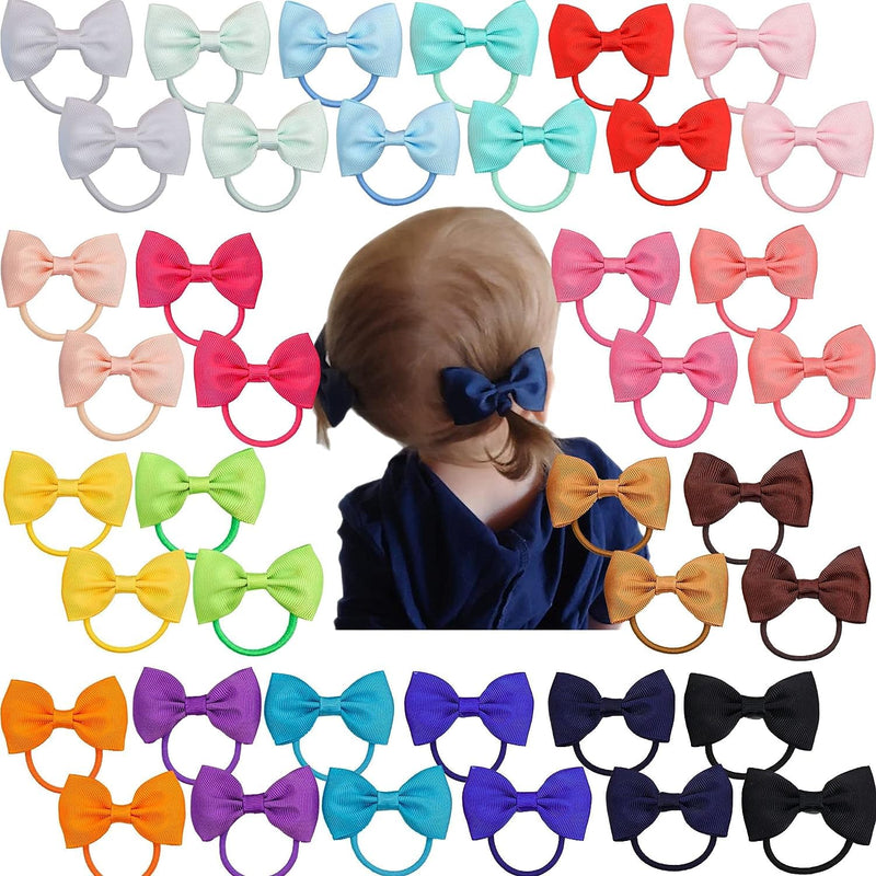 [Australia] - CÉLLOT Toddler Hair Ties 40pcs 2.75" Baby Girls Hair Bows Tie Baby Bows Elastics Rubber Ribbon Hair Bands Accessories for Baby Girls Kids Children 2.75inch-40pcs/Classic 