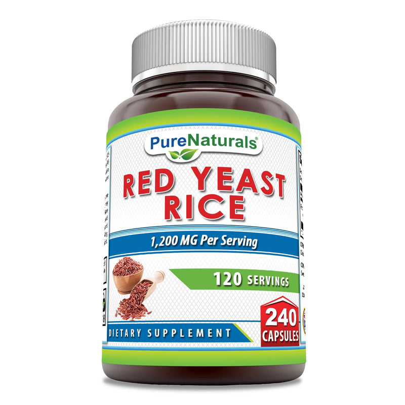 [Australia] - Pure Naturals Red Yeast Rice 1200 Mg per Serving, 240 Capsules Supplement | Non-GMO | Gluten Free | Made in USA 240 Count 