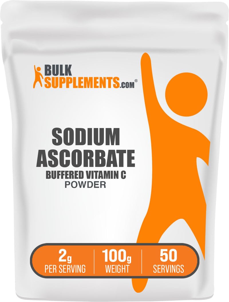 BulkSupplements.com Sodium Ascorbate Powder - for Immune Support, Sodium Ascorbate Vitamin C - Buffered Vitamin C, Gluten Free, 2g per Serving, 100g (3.5 oz) (Pack of 1) 3.52 Ounce (Pack of 1)