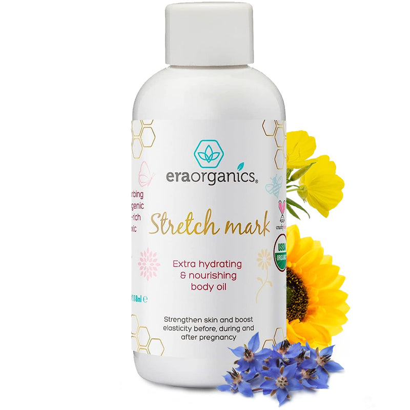 [Australia] - Era Organics Organic Stretch Mark Oil for Pregnancy - Extra Moisturizing Belly Oil for Pregnancy - Pregnancy Oil to Prevent Stretch Marks - Pregnancy Must Haves 