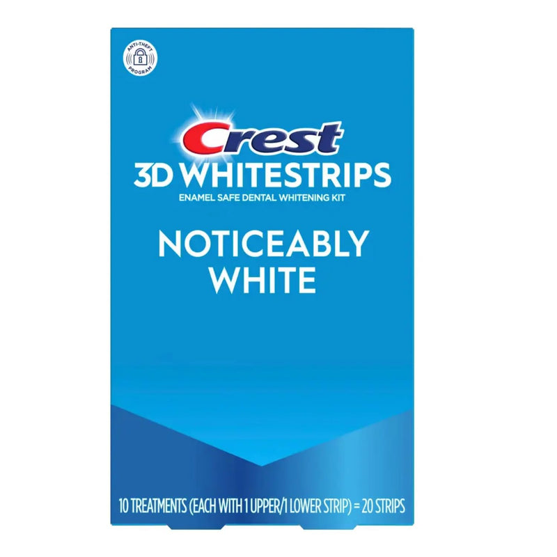 Crest 3D Whitestrips, Noticeably White, Teeth Whitening Strip Kit, 20 Strips (10 Count Pack) Unflavored 20 Count (Pack of 1)