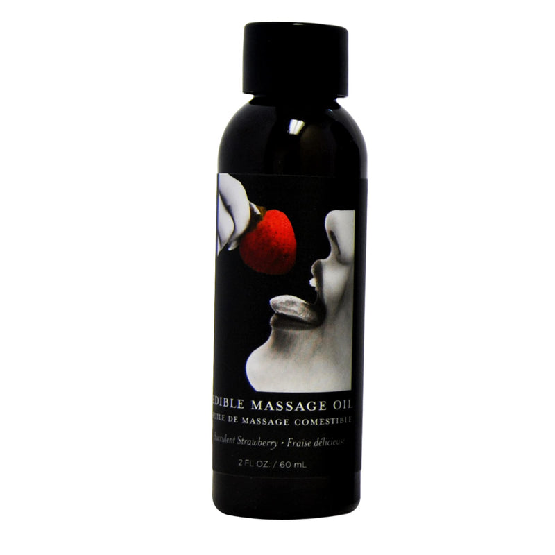 Earthly Body Edible Massage Oil - Hemp Seed, Almond, Grapeseed, Apricot & Vitamin E Oil - Vegan & Cruelty Free Strawberry 2 Fl Oz (Pack of 1)