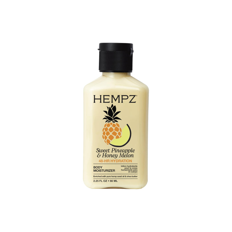 Hempz Sweet Pineapple & Honey Melon Moisturizing Skin Lotion, Hemp Seed Herbal Body Moisturizer with Jojoba, Natural Extracts, Vitamins A and E, 2.25 oz