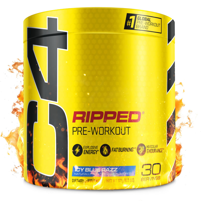 [Australia] - Cellucor C4 Ripped Pre Workout Powder for Energy, Beta Alanine, Sugar Free Energy Supplement Preworkout for Men & Women - 150mg Caffeine + Creatine-Free - ICY Blue Razz - 30 Servings 6.3 Ounce (Pack of 1) 