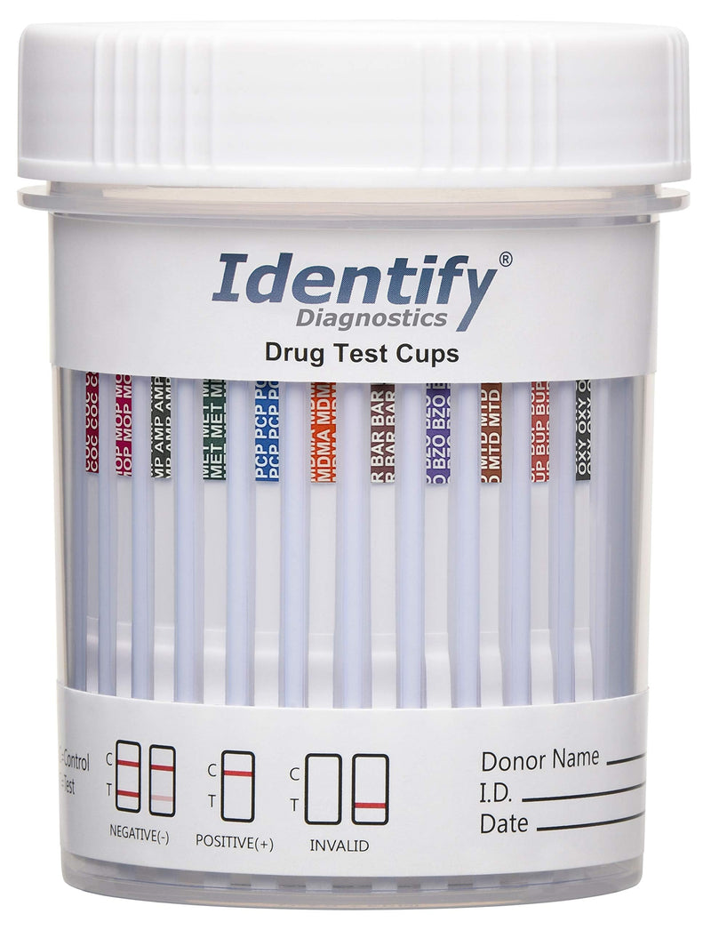 [Australia] - Identify Diagnostics Drug Test Cups | 5 Pack | 12 Panel CLIA Waived Instant Urine Marijuana Drug Test Kit for AMP,BAR,BUP,BZO,COC,MDMA,MET,MOP|OPI,MTD,OXY,PCP,THC 