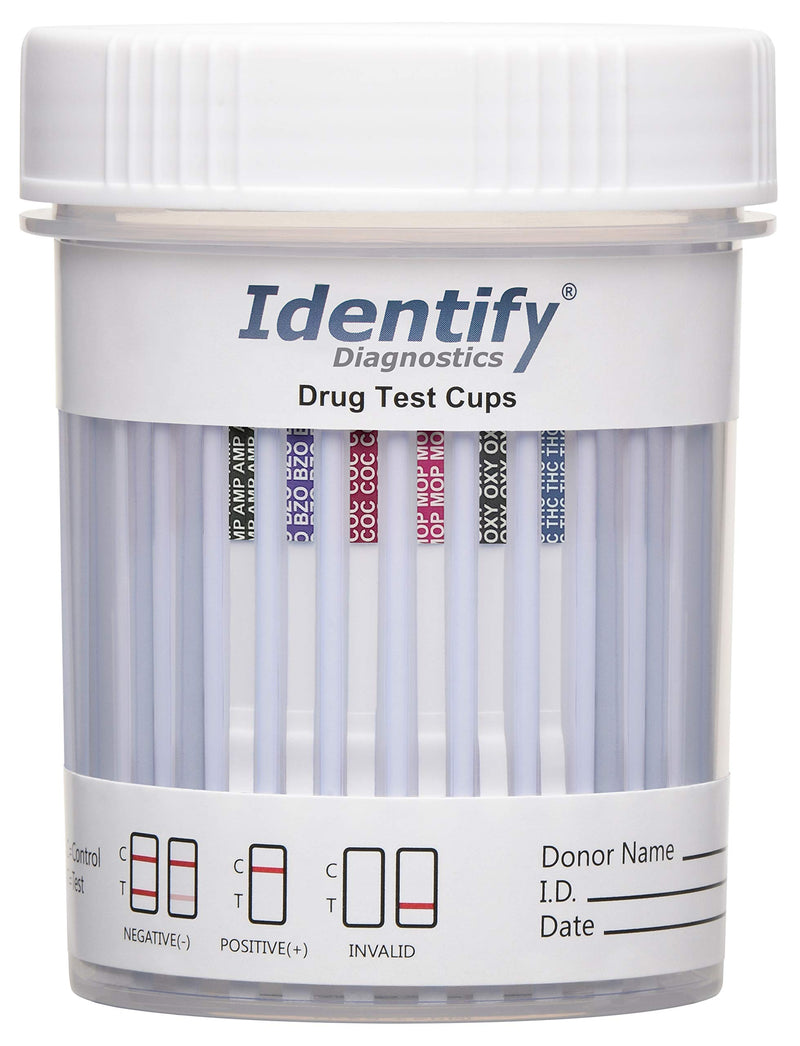 Identify Diagnostics 6 Panel Urine Drug Test Cup Kit - 5 Pack | Multi-Drug Rapid Test Kit Screens: AMP, BZO, COC, MOP, OXY, THC