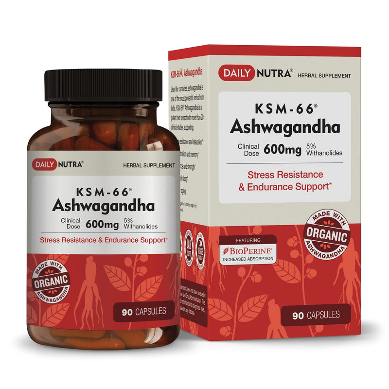 [Australia] - KSM-66 Ashwagandha 600mg Organic Root Extract - High Potency Supplement with 5% Withanolides | Relieves Tiredness, Supports Relaxation, Focus, Energy, & Muscle Growth (90 Capsules) 90 Count (Pack of 1) 