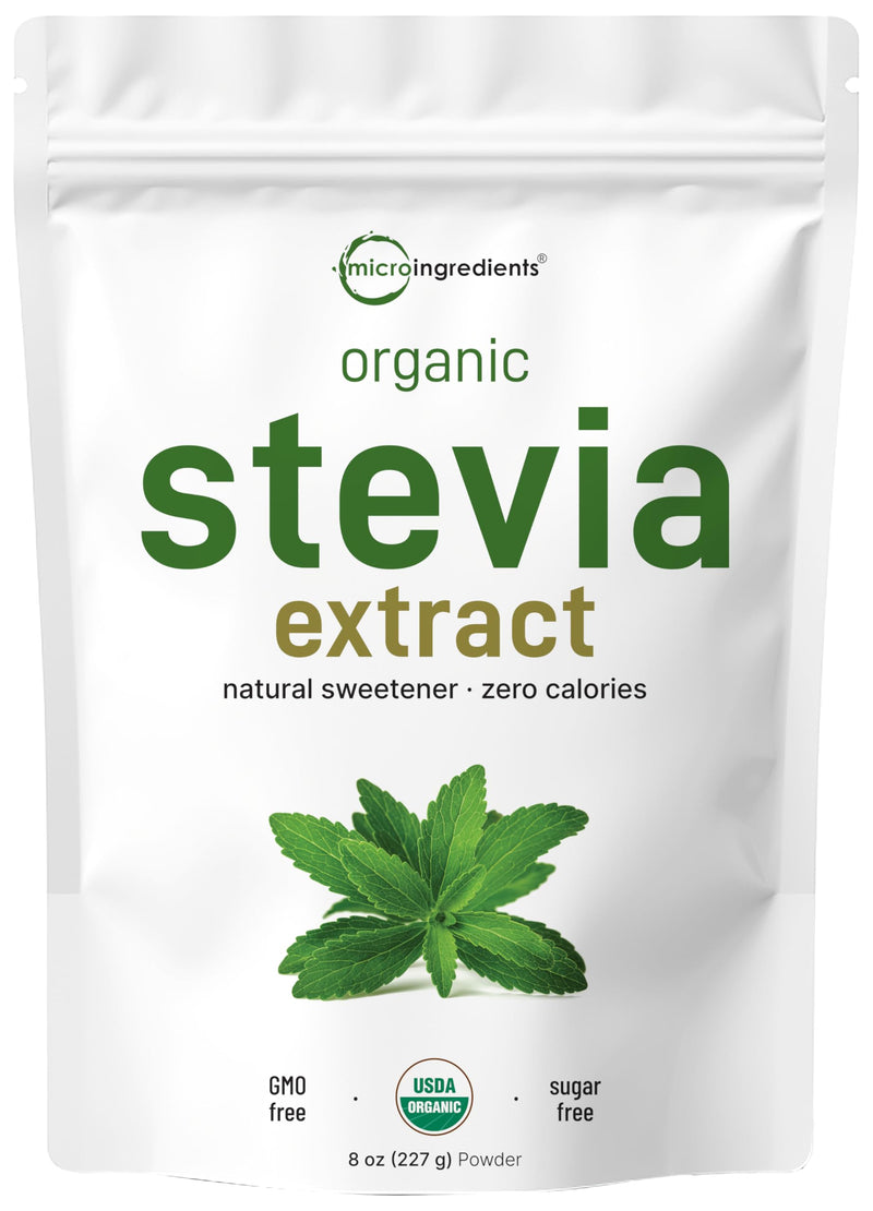 [Australia] - Pure Organic Stevia Powder, 8 Ounces, 1418 Serving, High Grade Stevia Green Leaf Extract Reb-A, Reduced Bitter Aftertaste, 0 Calorie, Natural Sweetener, Sugar Alternative, Keto Friendly 8 Ounce (Pack of 1) 