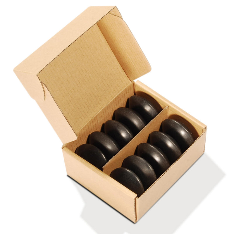 [Australia] - Master Massage 10 Piece Malteser Contour Shape Black Basalt Hot Stone Rock Massage Tool Pack - Black Lava Stones in Unique Dish and Contour Shapes 