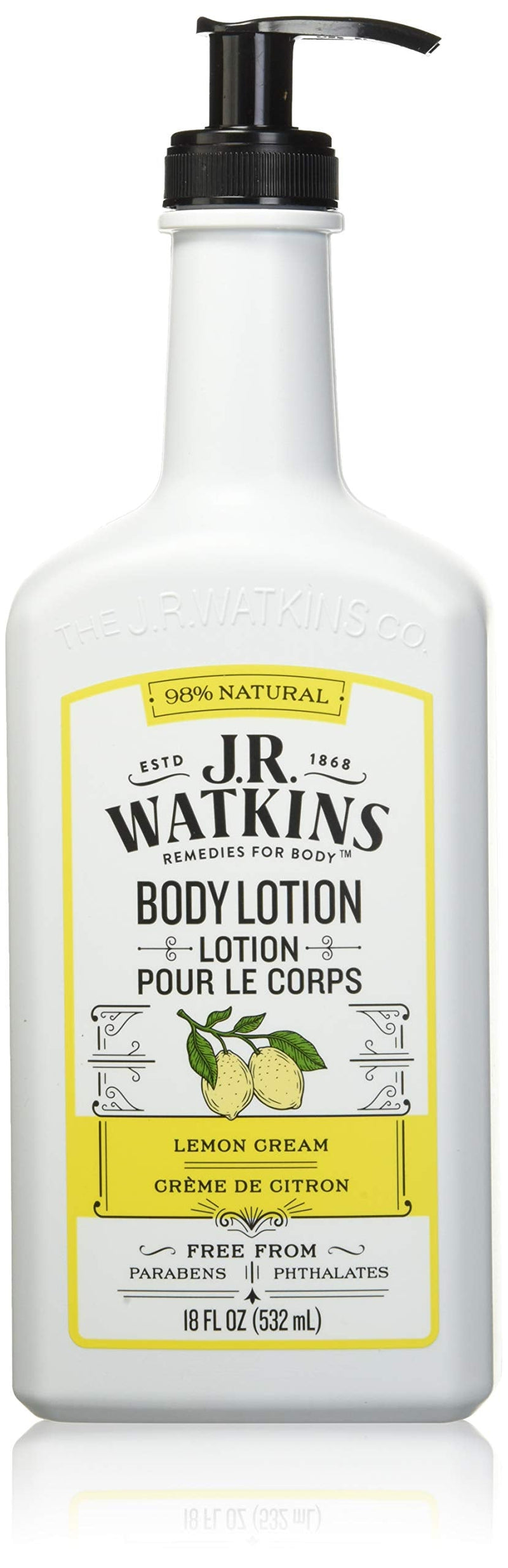 J.R. Watkins Daily Moisturizing Lotion, Lemon Cream, 18 Fl Oz 18 Fl Oz (Pack of 1)