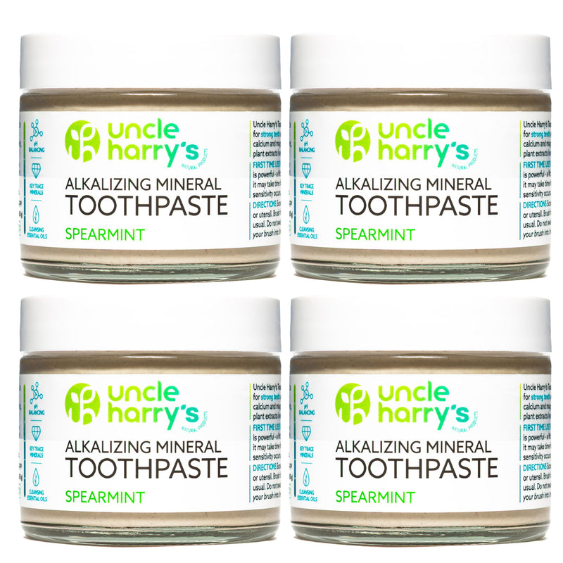 [Australia] - Uncle Harry's Spearmint Remineralizing Toothpaste | Natural Whitening Tooth Paste Freshens Breath & Promotes Enamel | Vegan Fluoride Free Toothpaste Pack of 4 
