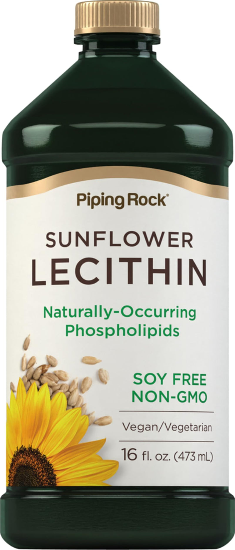 [Australia] - Piping Rock Sunflower Lecithin Liquid Supplement | 16 oz Oil | Naturally-Occurring Phospholipids | Vegan, Soy Free, Non-GMO, Soy Free, Gluten Free 