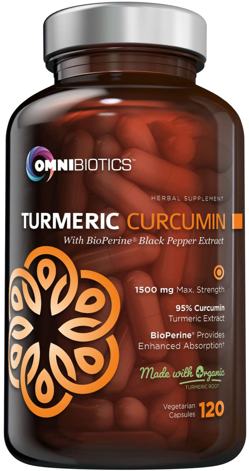 [Australia] - Organic Turmeric Curcumin Supplement 1500mg with BioPerine | 95% Standardized Curcuminoid Extract & Organic Root Powder with Piperine Black Pepper Fruit (10mg), 120 Vegetarian Capsules 