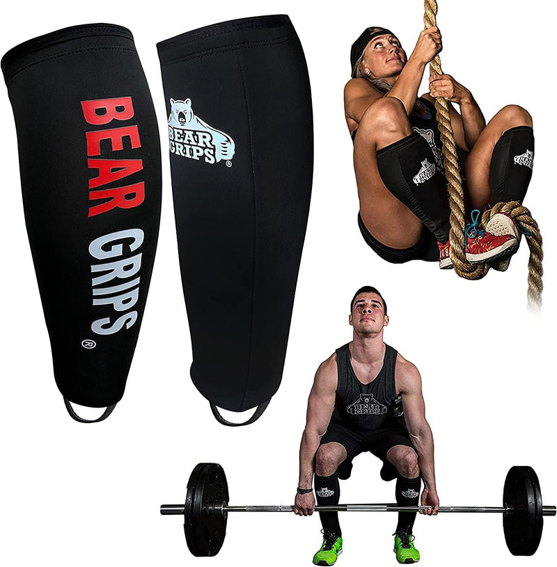 Bear Grips Deadlift Shin Guards - Breathable Gym Equipment Rope Climbing Shin Guard for Men and Women - Injury Prevention Calf Support Shin Guard Sleeves for Ultimate Shin Protection Black Small