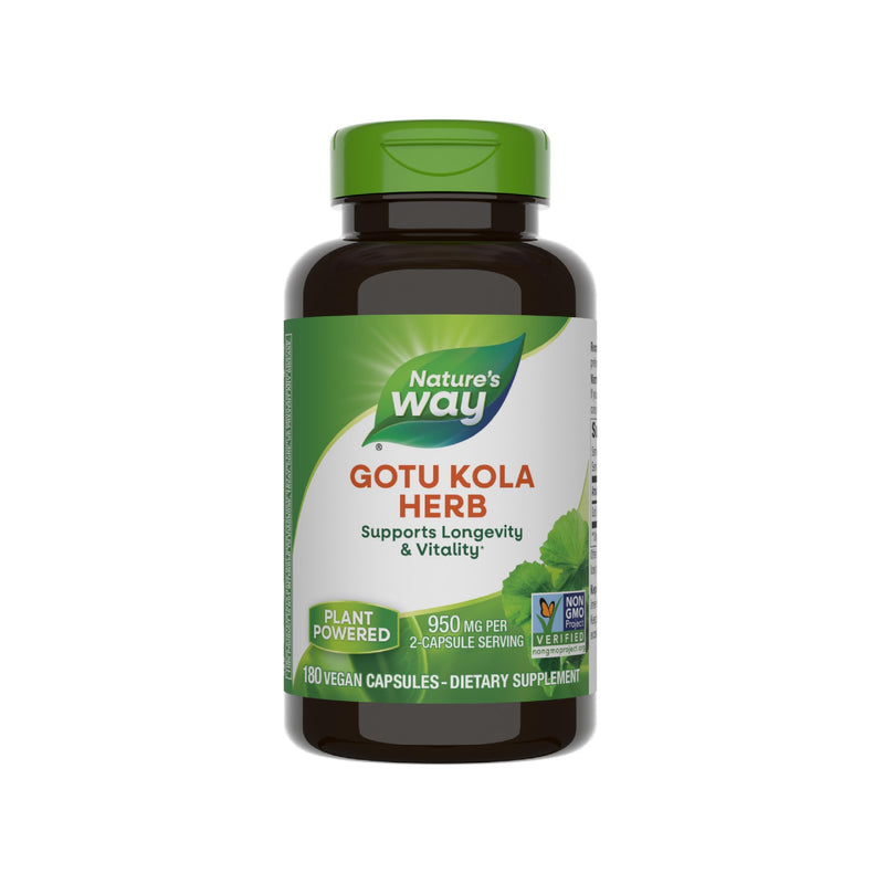 [Australia] - Nature's Way Gotu Kola Herb, Supports Longevity and Vitality*, 950 mg per 2-Capsule Serving, Non-GMO Project Verified, 180 Capsules (Packaging May Vary) 