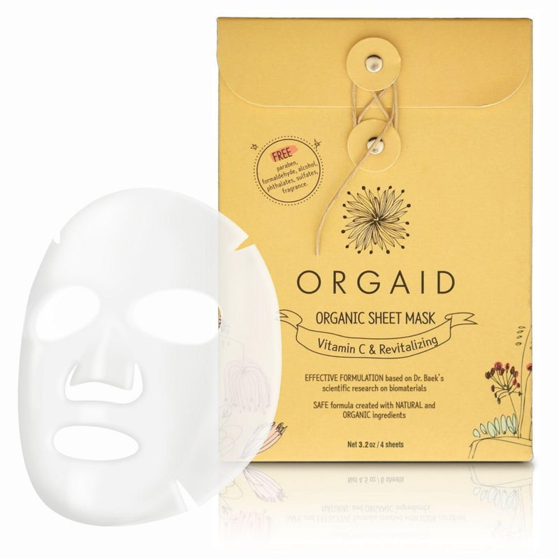 Organic Sheet Mask | Made in USA (Vitamin C & Revitalizing, pack of 4) Vitamin C & Revitalizing