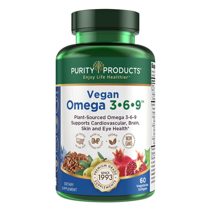 [Australia] - Purity Products Omega 3-6-9 Vegan and Vegetarian Omega Formula - “5 in 1” Essential Fatty Acid Complex - Scientifically Formulated Plant-Based Omega 3 6 9 Essential Fatty Acids (EFA) - from (60) 60 