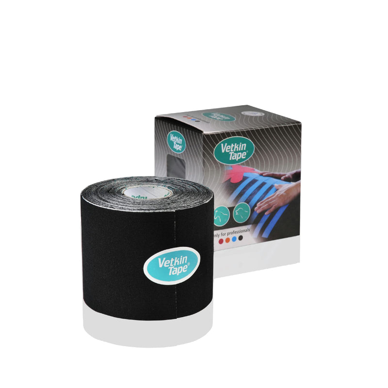 [Australia] - VetkinTape® Veterinary Kinesiology Tape Black | kinesiology Tape for Horses & Dogs | Equine & Canine Kinesiotape | Latex Free and TÜV Quality Mark Certified Ktape | 2.4 inch | Pack of 1 Roll 