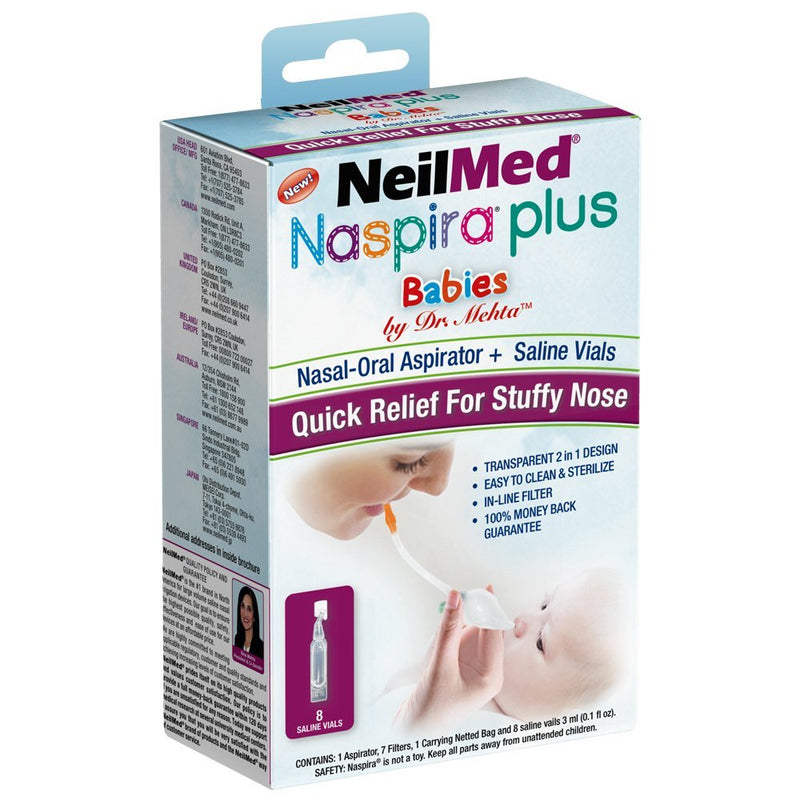 [Australia] - NeilMed Naspira Plus Nasal Oral Aspirator, 1 Count with saline ampoule(8) 1 Count (Pack of 1) 
