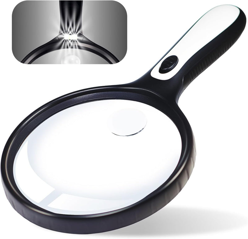 [Australia] - iMagniphy Large Magnifying Glass with Light - 5.5-inch Lens Magnifier, 2X & 5X Magnification for Seniors with Macular Degeneration - Lighted Magnifying Glass for Reading, Soldering, Cross Stitch 