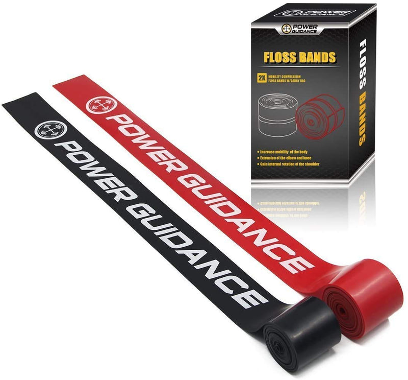 [Australia] - POWER GUIDANCE Muscle Floss Bands - Compression Bands - Mobility & Recovery Bands - for Improving Movement, Increasing Circulation & Reducing Soreness Black and Red Combo 