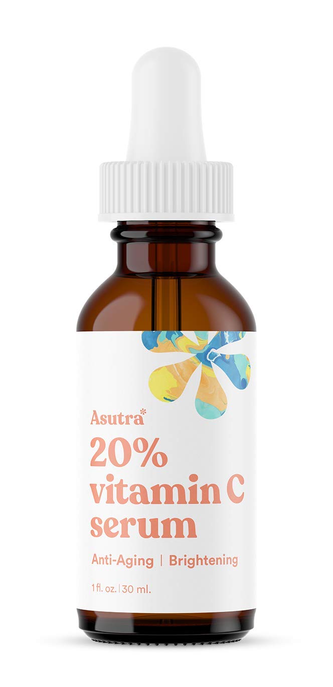 ASUTRA 20% Vitamin C Serum, 1 fl oz - Ferulic & (1 Fl Oz) | Hyaluronic Acid, Vitamin E, Aloe, Jojoba, Brightening Face Serum 1 Fl Oz (Pack of 1)