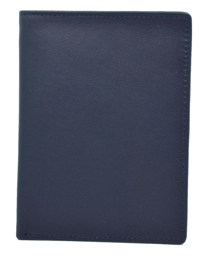 Royce Leather Rfid Blocking Bifold Passport Currency Travel Wallet Bi-Fold Wallet, Blue One Size