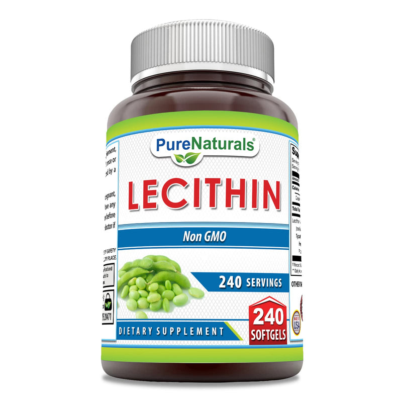 [Australia] - Pure Naturals Lecithin 1200 mg Softgels Supplement | High Potency | Non-GMO | Gluten Free (240 count) 240 count 