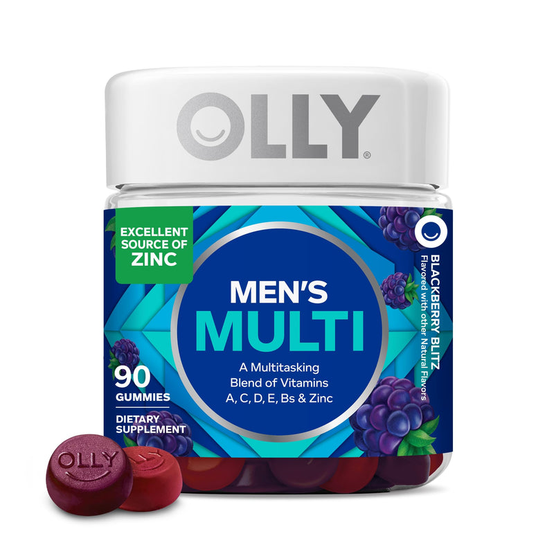 OLLY Men's Multivitamin Gummy, Supports Overall Wellness,* - 90 Count Blackberry 90 Count (Pack of 1)