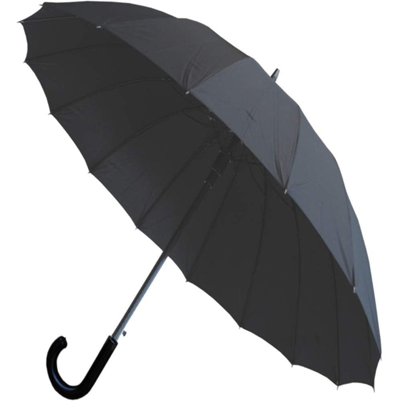 16 Rib - Extra Strong - Windproof Strong Umbrella - Heavy Duty - Auto | Best Triple Layer Reinforced Frame with Fiberglass - Large Straight Auto Umbrella - Black Canopy